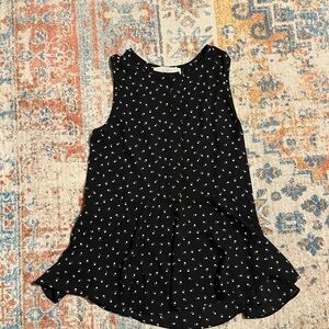 Ann Taylor Loft black sleeveless paw print peplum top